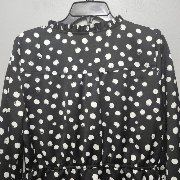 J.crew women's blouse top size 6 polkadot black and white - Picture 7 of 9